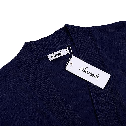 Image of Women's 3 /4 Sleeve Cropped Cardigan Sweater Open Front Short Shrugs Cardigans Lightweight Sweaters