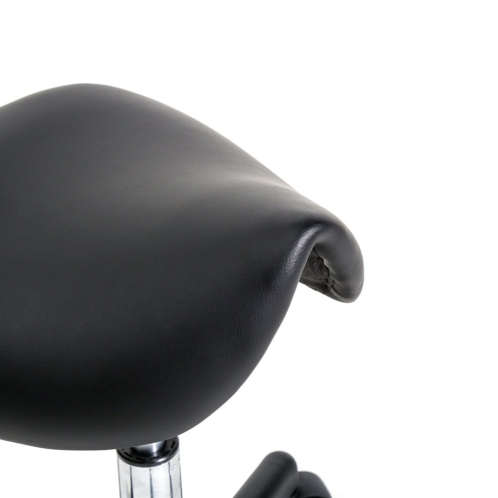 Tabouret de Massage, Selle de Cheval pivotante à 360°, Réglable en Hauteur, Capacité de Charge 150 kg, pour Salons, instituts de beauté, cliniques et Bureaux (Noir)