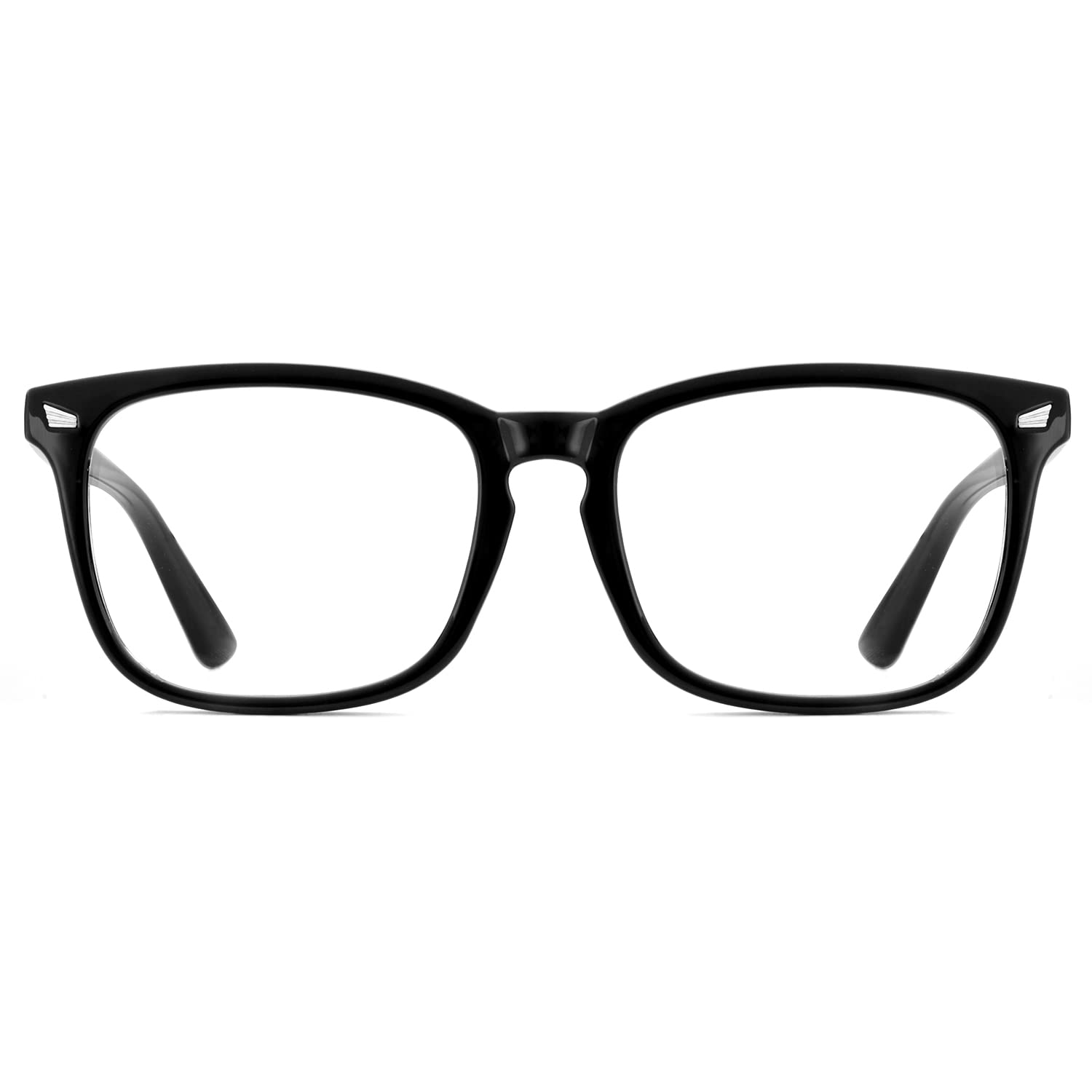 EYLRIM Square Frame Clear Lens Glasses Non Prescription Eyeglasses(A1 Bright Black)