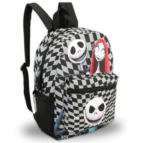Nightmare Before Christmas Backpack for Kids - Bundle with 16" School Bag, Water Bottle, Stickers, and More | Jack Skellington Backpack Set2