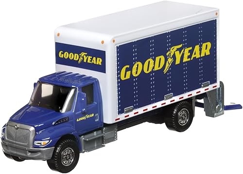 Matchbox - Vehículo de trabajo fundido a presión  Camión de caja internacional  Inspirado en Goodyear  Azul y Blanco  Serie 70 Aniversario