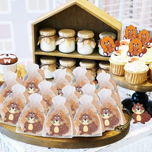 Image of 24 Pack Beaver Necklace Party Favors for Wild Animal Themed Baby Shower, Birthday Party Goodie Bag Fillers，School Carnival Rewards, Photography Props, Home Decorations, Classroom Prize