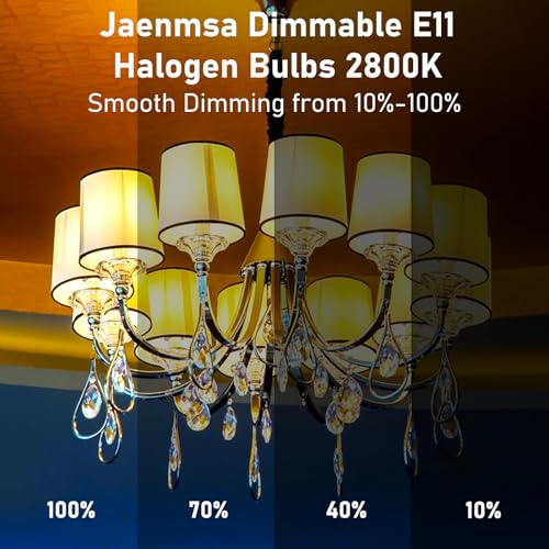 JDE11 120V 100W Halogen Bulbs,T4 Mini Can JD E11 Tungsten Halogen Candelabra Bulb Dimmable,Warm White 2800K Replacement E11 LED Light Bulb for Chandeliers/Ceiling Fan/Cabinet Light,4 Pack