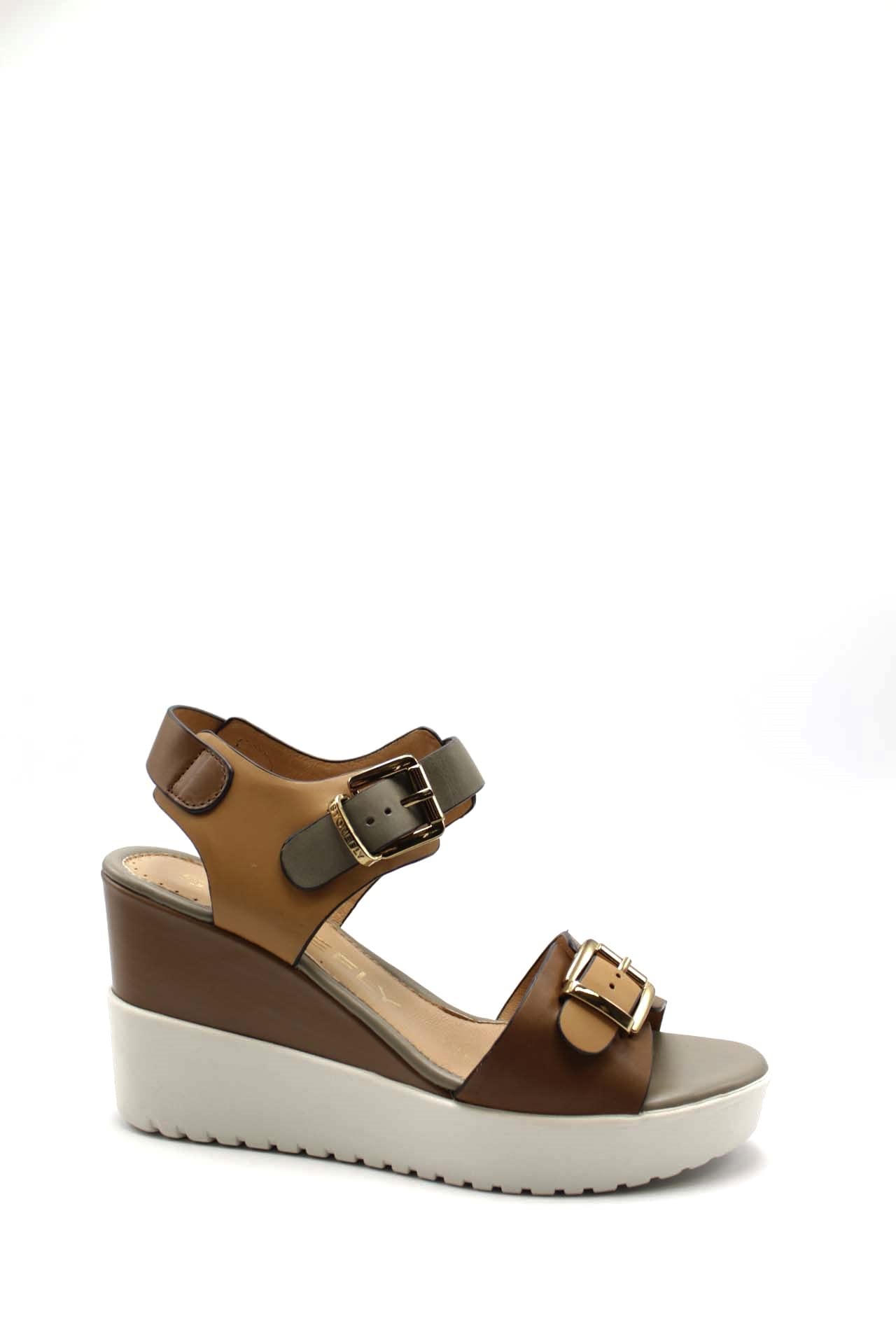 Stonefly Ely 17 Sandalo zeppa comfort con fibbie da donna CALF 219135 CIGAR BROWN Marrone