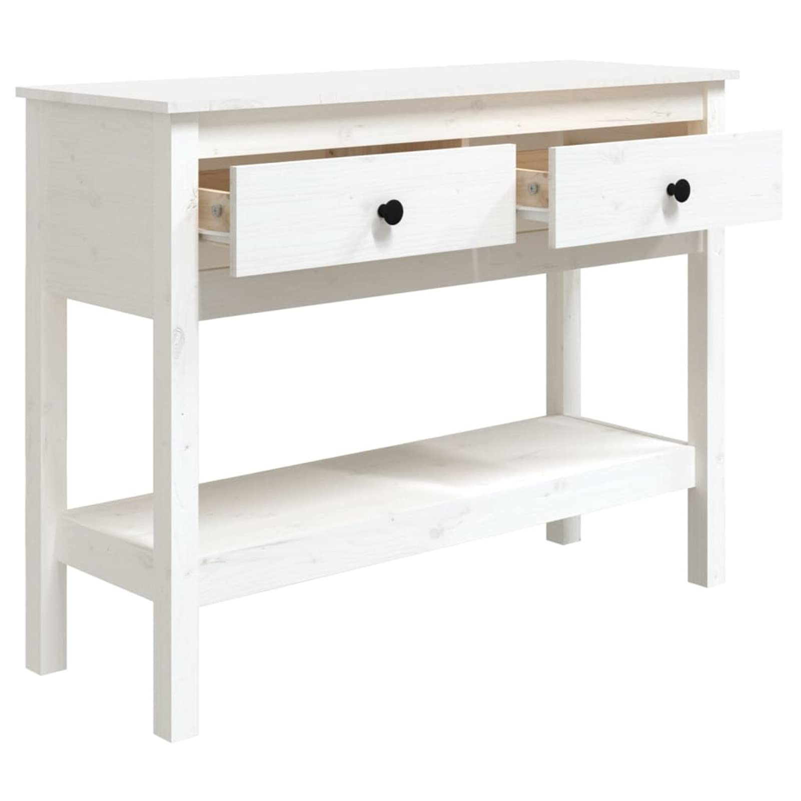 Homgoday Mesa Consola Recibidor Mueble de Entrada Estrecha Clásica Grande Mesa Auxiliar para Pasillo Comedor Mesa Consola de Madera Maciza de Pino Blanco 100x35x75 cm