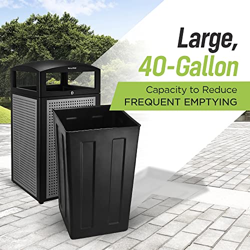 Alpine Indoor & Outdoor Commercial Trash Can with Lid - 40 Gallon Heavy Duty Metal Garbage Can with Removable Bin, Locking Lid for a Modern Look in Patio, Pool, Deck, Office (Stone Panels) by Alpine - Image 3