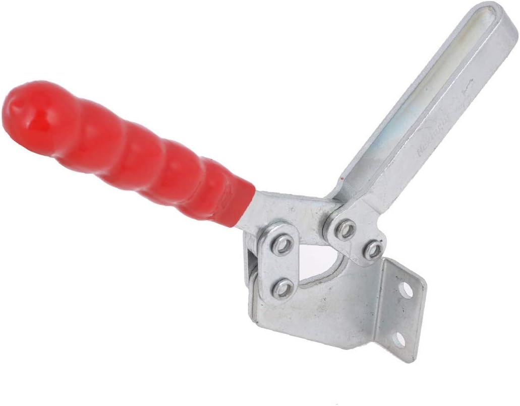 New Lon0167 2 Pcs Featured Quickly Release Holding reliable efficacy U Shaped Bar Red Plastic Covered Handle Flanged Base Horizontal Toggle Clamp 227Kg 500Lbs 202FL(
