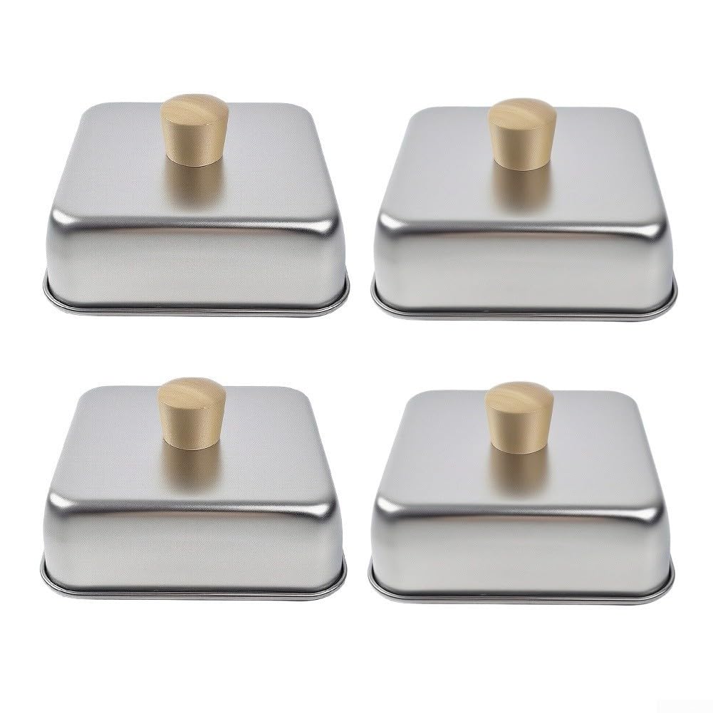 Prensa Hamburguesas para acero Inoxidable Mango para madera 26cm(26 * 26 * 5CM BBQ Cover)
