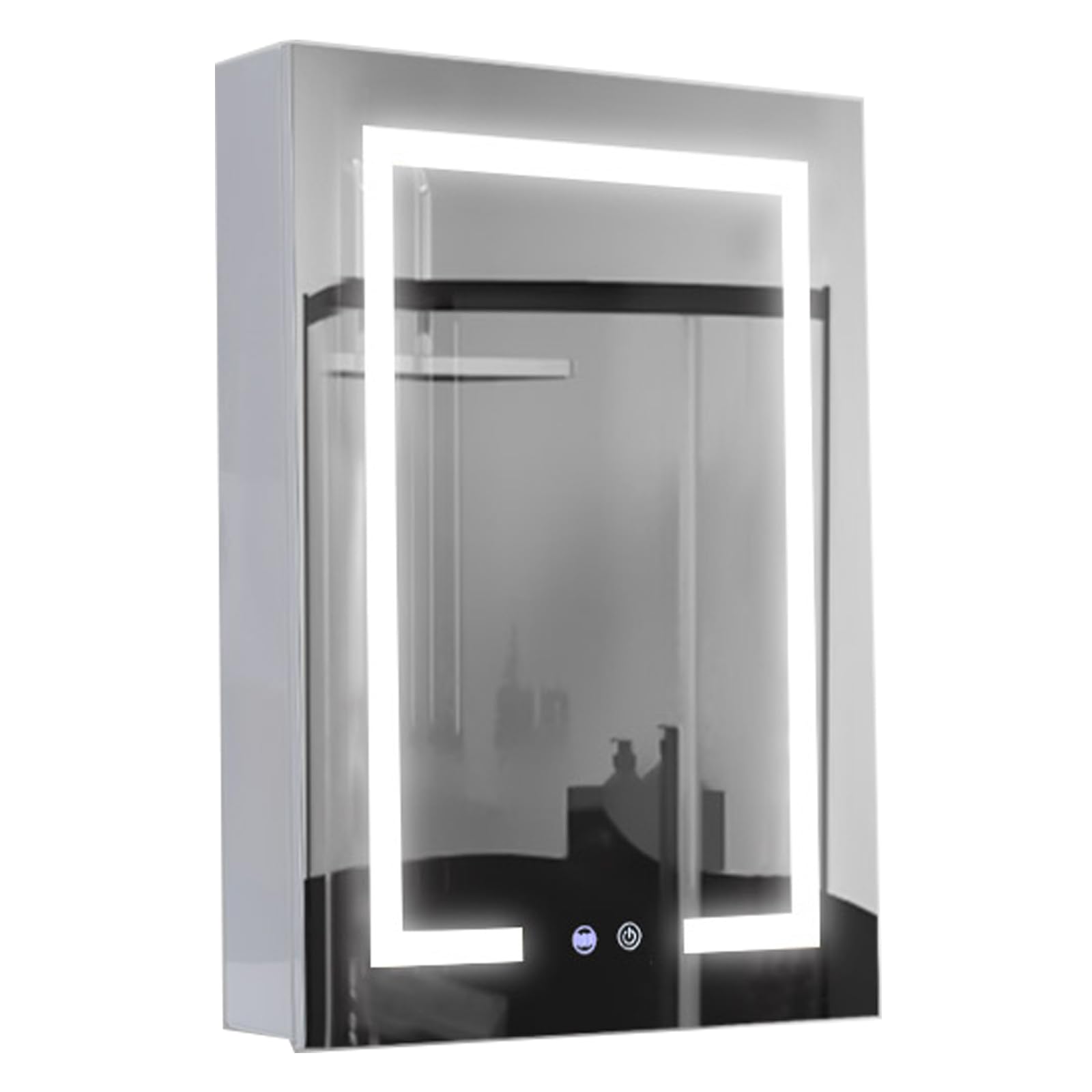 Warmiehomy Bathroom Mirror Cabinets with Lights,500x700mm 3 Color LED Illuminated Bathroom Mirror Cabinet with Shaver Socket Touch Switch Demister Pad