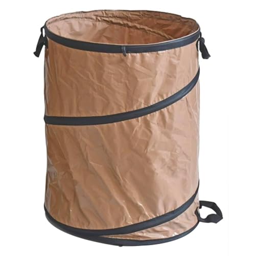 Hyfive Brown Garden Waste Bag 170L Capacity Heavy Duty Fabric – Collapsible Pop Up Garden Bin Sack With Carry Handles – Reusable Yard Waste Bag For Leaves, Weeds & Branches –
