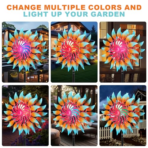 Mlknk DS-FC-1 Solar Wind Spinner-Wind Spinners For Yard And Garden Metal Yard Art Kinetic Wind Spinner 75 In thumb #2