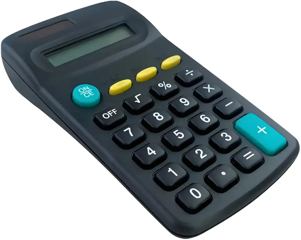 Calculadora de Bolsa Portátil 8 Dígitos – Teclas Confortáveis, Display Nítido, Preta, Uso Comercial e Administrativo - Para Loja, Empresa e Consultório - Slim Compacta.