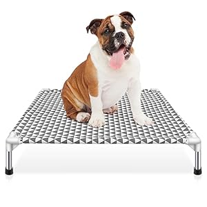 Elevated Outdoor Dog Bed, Medium Size, Cotton Material, Non-Slip Feet, Fits up to 70lbs