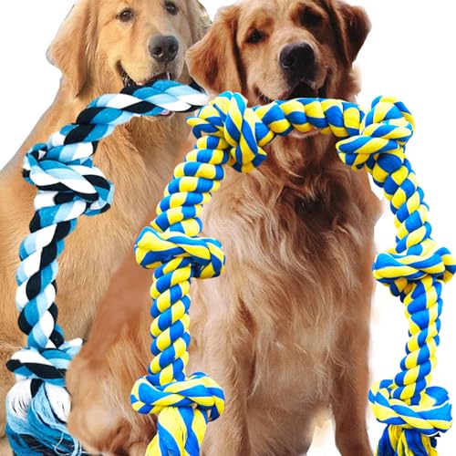 Fejapa Paquete de 2 juguetes gigantes de cuerda para masticar para perros grandes de 3.6 pies para masticadores agresivos, resistente, juego de tira y afloja, juguete para masticar, tirar, tirar,
