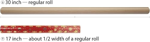 Miniatura 8 de LDGOOAEL Mini rollo de papel de regalo de Navidad pequeño y corto (17 pulgadas x 32.8 pies), copos de nieve dorados sobre negro