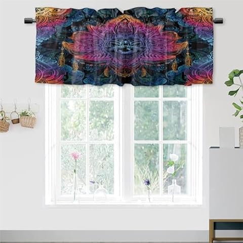 DGESTE Bohemian Mandala Valance Curtains Cover