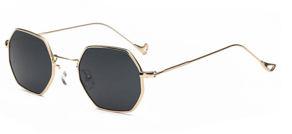 My Shades - Hexagon Metal Fashion Sunglasses Fun Colors Retro Style Mens Womens (Gold, Smoke)