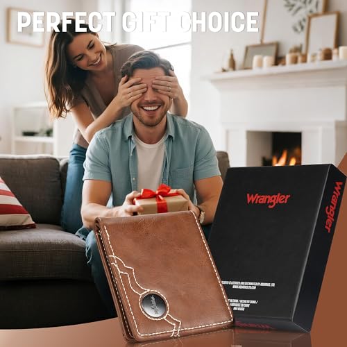 Wrangler Men's Leather Bifold Wallet - Minimalist Wallet for Men with Card Holder - Western Wallets, Gifts for Men4