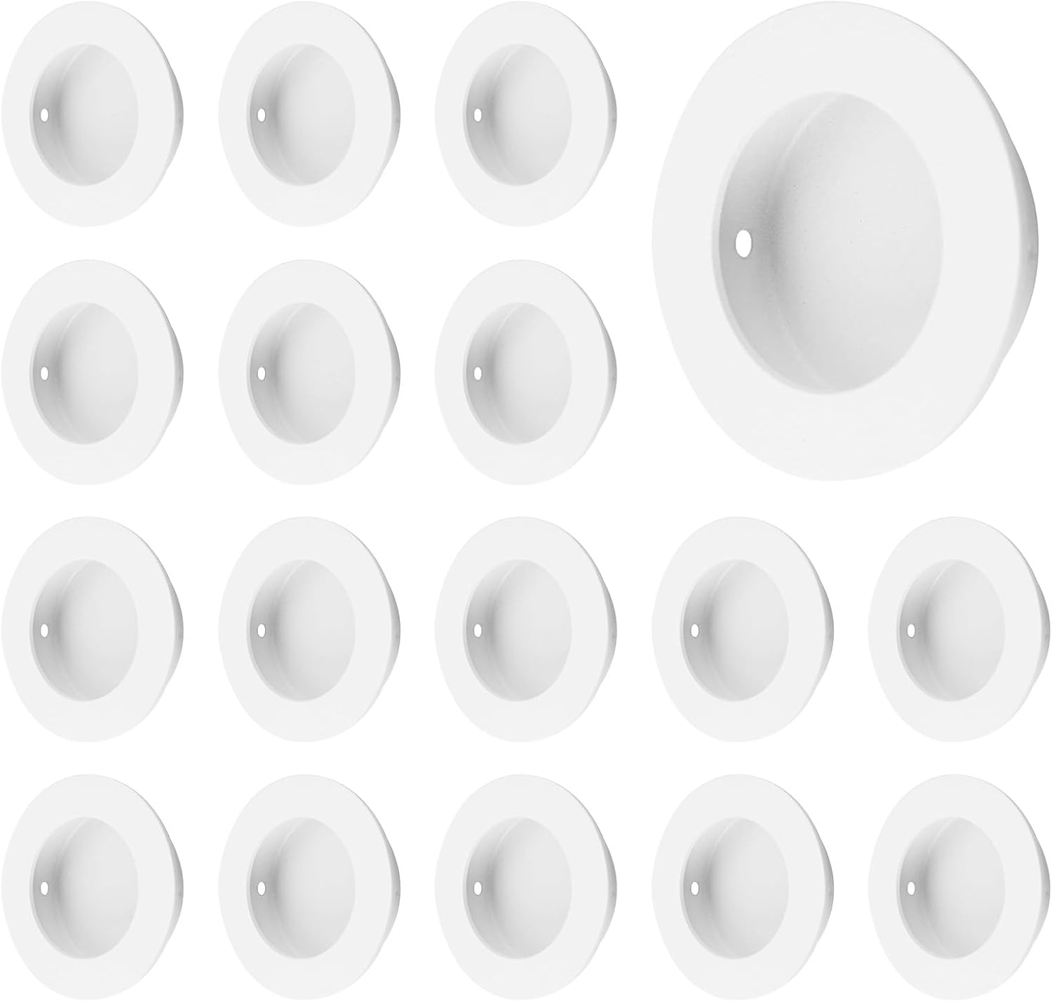 MOROBOR Round Finger Pull, 16 Pcs White Flush Pulls Recessed Handles Invisible Stainless Steel Door Handle for Sliding Barn Cabinet Drawer Cupboard Wardrobe/50mm