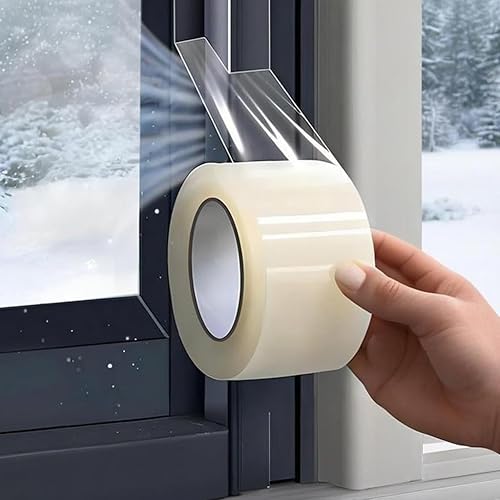 Miniatura 9 de Sello transparente para ventana, 2 pulgadas x 29.5 pies, kit de sellado de ventana de CA de invierno sin ensuciar, cinta aislante de CA para ventana