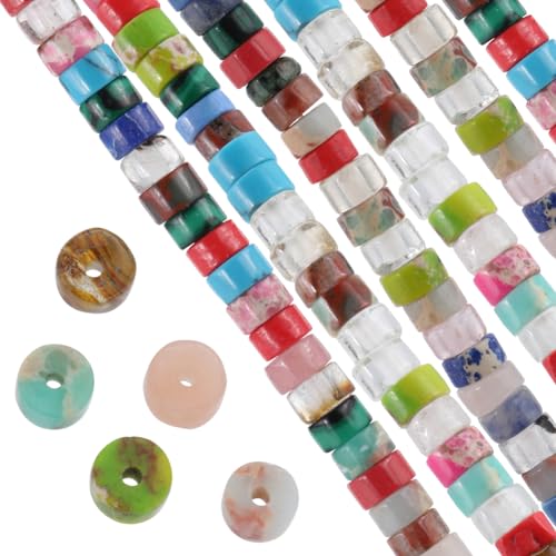 SUNNYCLUE 1 boîte de 334 pièces de Perles Pierres Précieuses Plates Heishi 4 mm Chaîne Perles Pierres Précieuses Semi-Plates Disque Rond Guérison