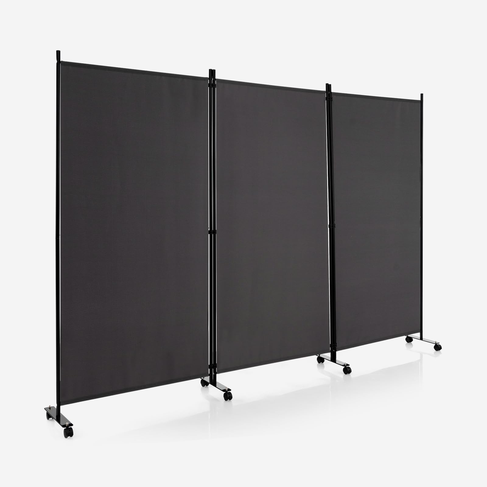 Paravent pliant 3 panneaux à roues GOPLUS gris 262x180 cm pour séparation de chambre