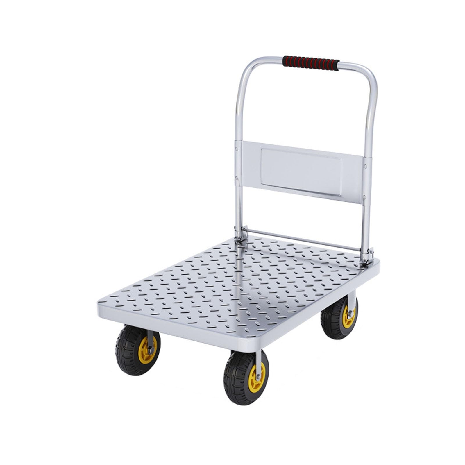 Chariot à plateforme pliable en acier robuste pour magasin et entrepôt