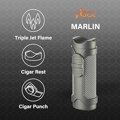 Encendedor Butano Triple Llama Visol Marlin Acero miniatura 2