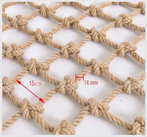 Filet de corde de chanvre 1x7m pour rampe d'escalier et protection