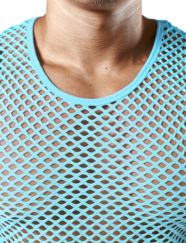 Image of JOGAL Men's Mesh Fishnet Fitted Sleeveless Muscle Top