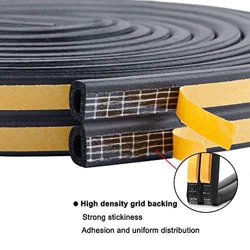 Image of Sealing Tape for Doors, Windows, Door Seal, Self-Adhesive Window Seal, Sealing Strips, Rubber Foam Seal Strips, Sound Insulation, Black