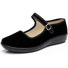 Upgraded Womens Velvet Mary Jane Shoes Black Cottton Old Beijing Cloth Flats Yoga Exercise Dance Shoes