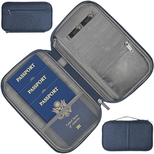 MyGadget Portadocumenti da Viaggio [ per 3 Passaporti ] - Porta Documenti con Spazio Aggiuntivo per...