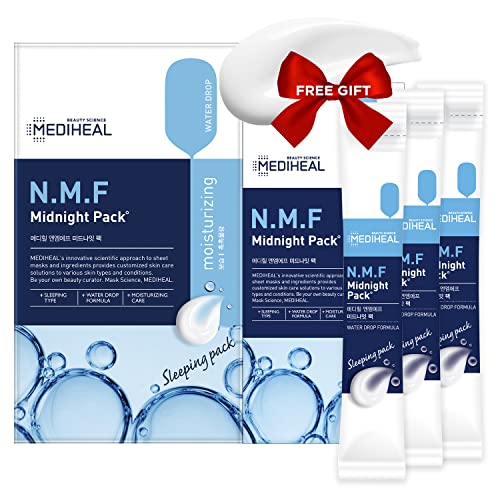 MEDIHEAL N.M.F Sleeping Mask - Overnight Face Moisturizer with Hyaluronic Acid for Deep Moisturizing - Wash-Free Sleeping Mask Cream â€“ Lightweight Water Drop Formula 0.14oz. x 26ea