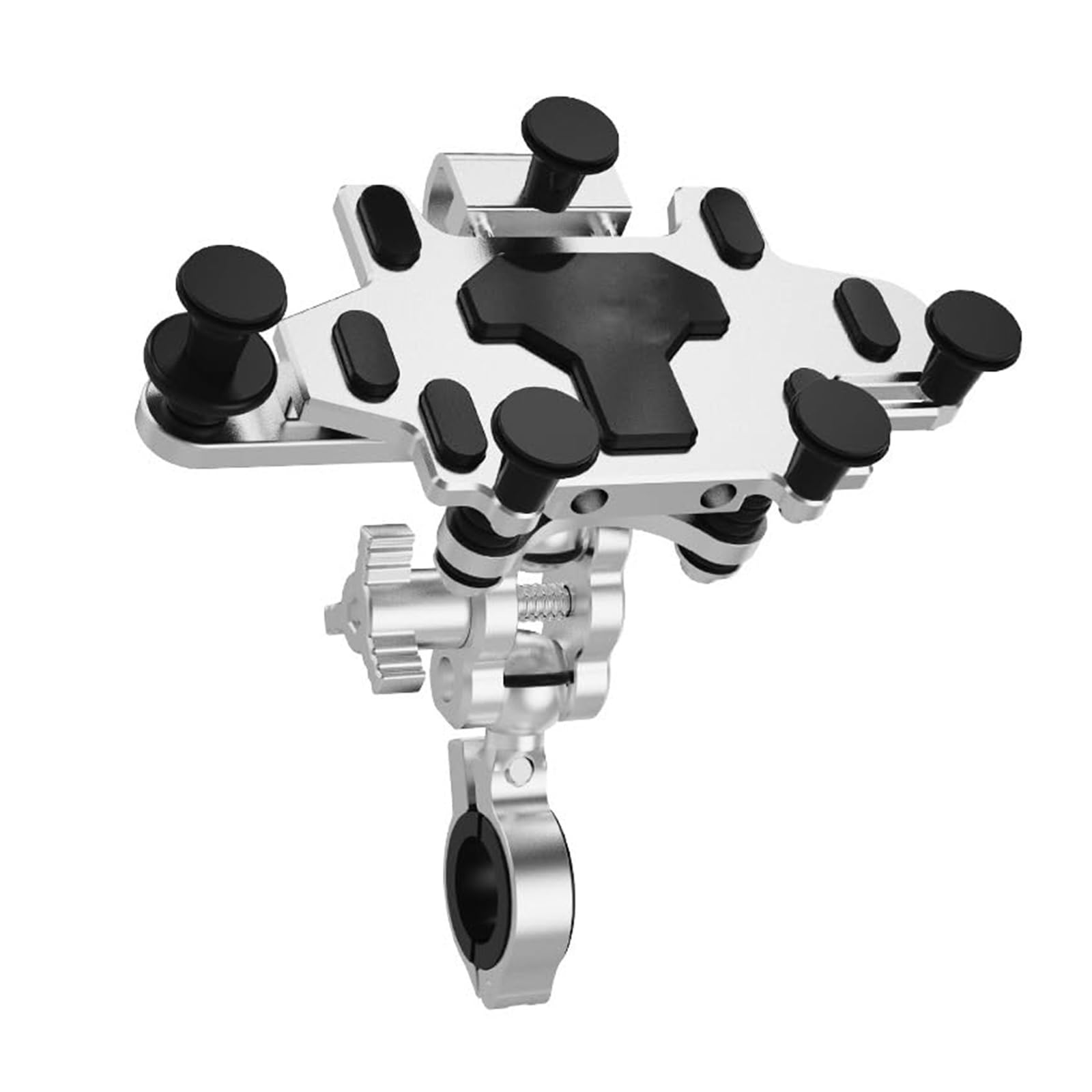 Supporto telefono bicicletta Per Supporto Per Telefono Moto HD Rotazione A 360 ° Silicone A Sgancio Rapido Anti Vibrazione Anti Scivolo Rotazione Regolabile Anti Vibrazione(‎B-silver)
