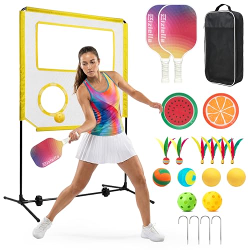 Ziziella Indoor Paddle Game with Net Portable Pickleball Set with Net for Family or Solo Fun All in One Outdoor Sports - Badminton Pingpong Tennis for Lawn Backyard Camping Beach