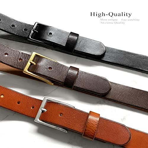 Women's 1-1/8"(30mm) wide Full Grain Genuine Leather One Piece Casual Dress Belt or Studded Punk Jean Belt3