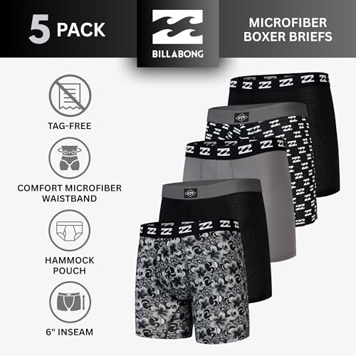 Billabong Mens Underwear 5 Pack Microfiber Performance Boxer Briefs for Men2