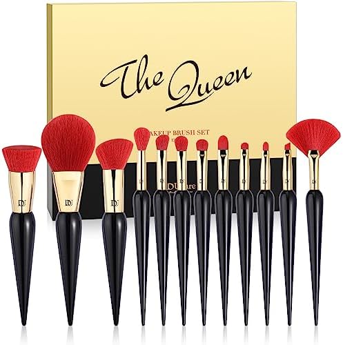 DUcare Makeup Brushes 12Pcs The Queen Series Makeup Brush set Premium Gifts Kabuki Foundation Blending Face Powder Blush Concealers Eye Shadows Brushes