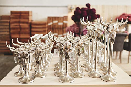 asymmetrisch geformten Hörnern als hochwertige Wanddekoration von Michael Noll - Detailansicht von Stierkopf Bulle...