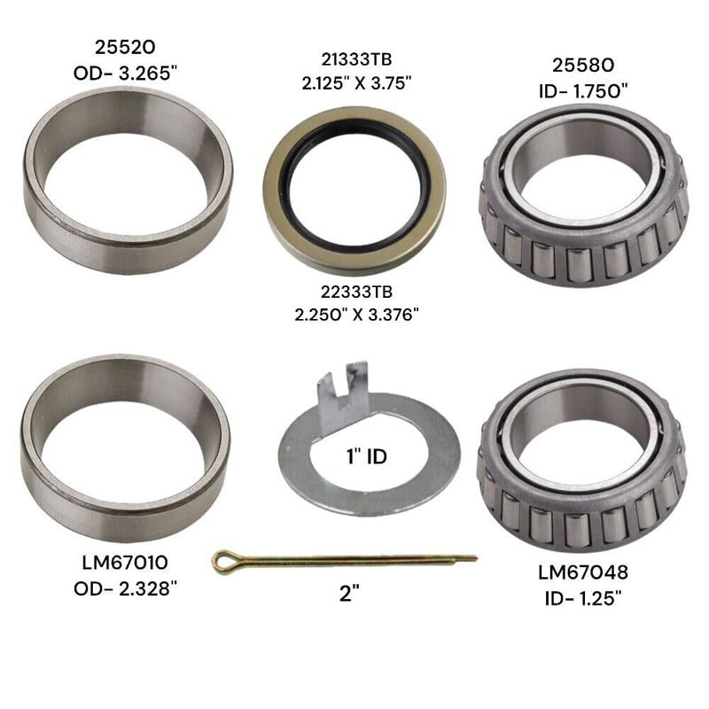 AJANTA INDUSTRIAL Trailer Wheel Bearings Kits LM67048/10 Seal 2.125'' &2.250'' Fit 5200-7000 lbs. (Pack 4)