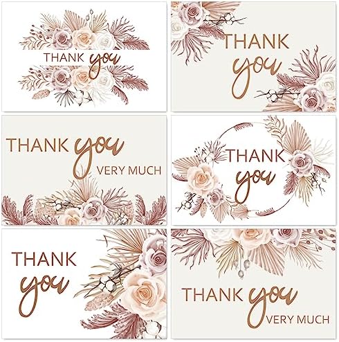 144 Bulk Thank You Cards, 4x6 Inch Classic Kraft Thank You Note Cards