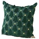 クリスマスツリー装飾枕カバー、45.7 x 45.7 cm フェイクファー ウール スローピロー ソフト フラシ天 クッションカバー クリスマスツリー 枕カバー ホリデー 冬 ホーム ソファ カウチ ベッド ポーチ用