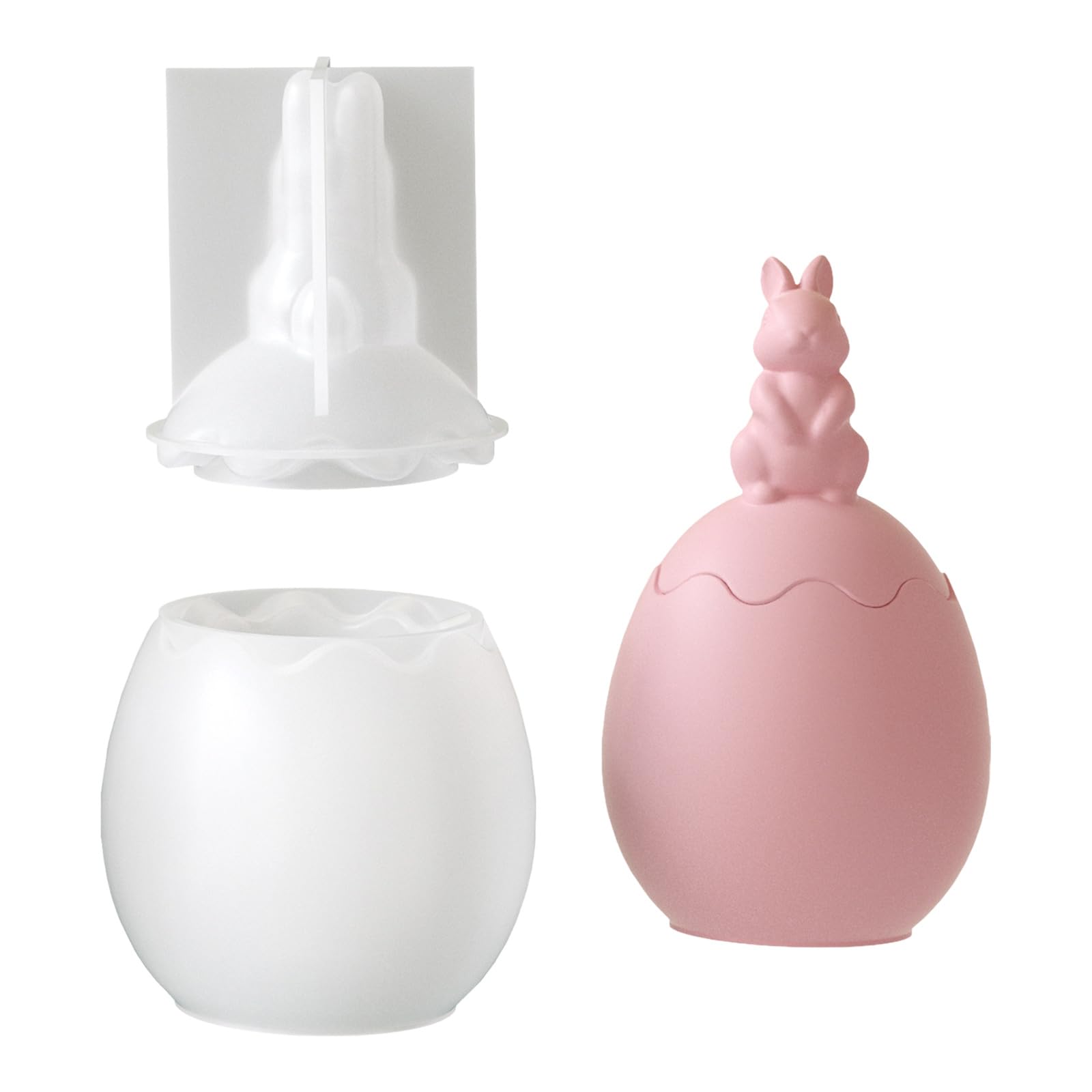 NEWFT Silicone Craft Mold Rabbits Eggs Shape Suitable for Creating Candle Containers and Organizers Great for Handmade Gifts