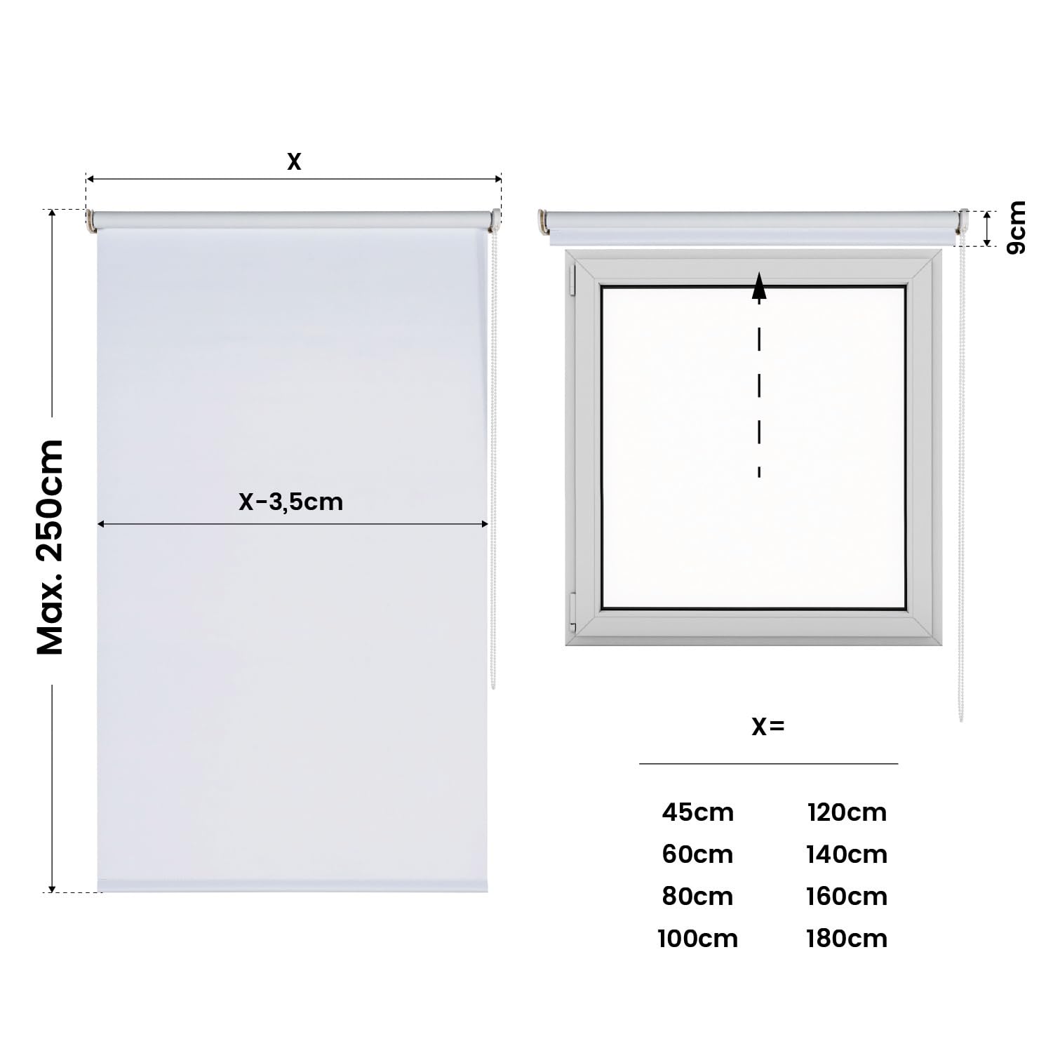 STORESDECO Tenda a rullo oscurante termica Bianco 200x250 cm