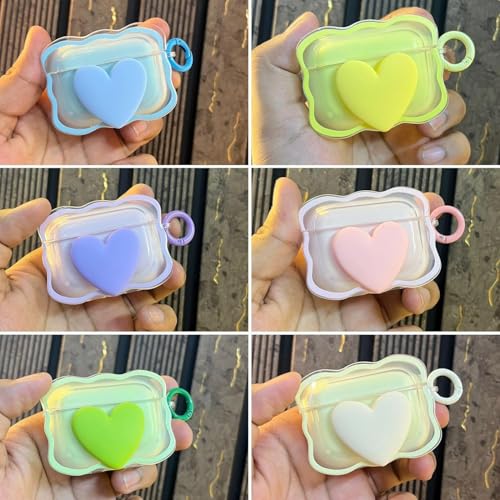Image of Compatible with Airpods 4 (2024) Pouch Case Cover, Soft Silicone Case Cover with Key-Chain, 360 for Airpods 4 Gen Full Protective Pouch Case (Heart Purple)