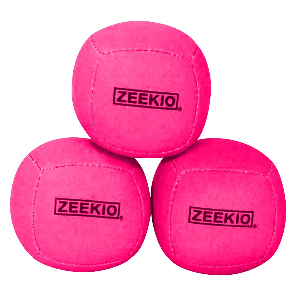 Zeekio Lunar Juggling Balls - 110g Professional UV Reactive 6 Panel Ball - Pack of 3 (Pink)