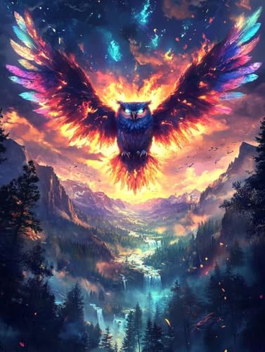 Diamond painting hibou 80x100cm à offrir comme cadeau original de loisir créatif