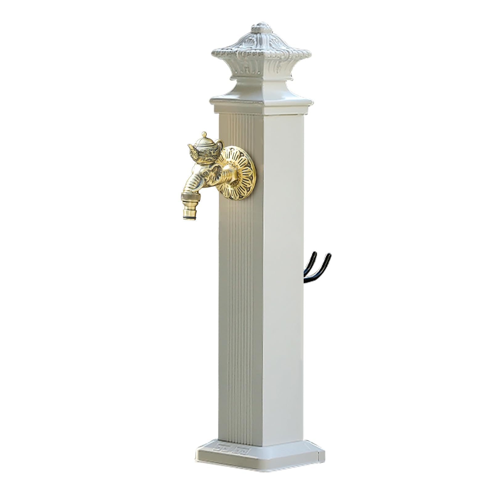 Colonne d'eau carrée verticale pour jardin avec robinet en cuivre, fontaine décorative d'extérieur et support de tuyau d'arrosage, borne d'arrosage sur pied pour patio/jardin, blanc (9, 17*7