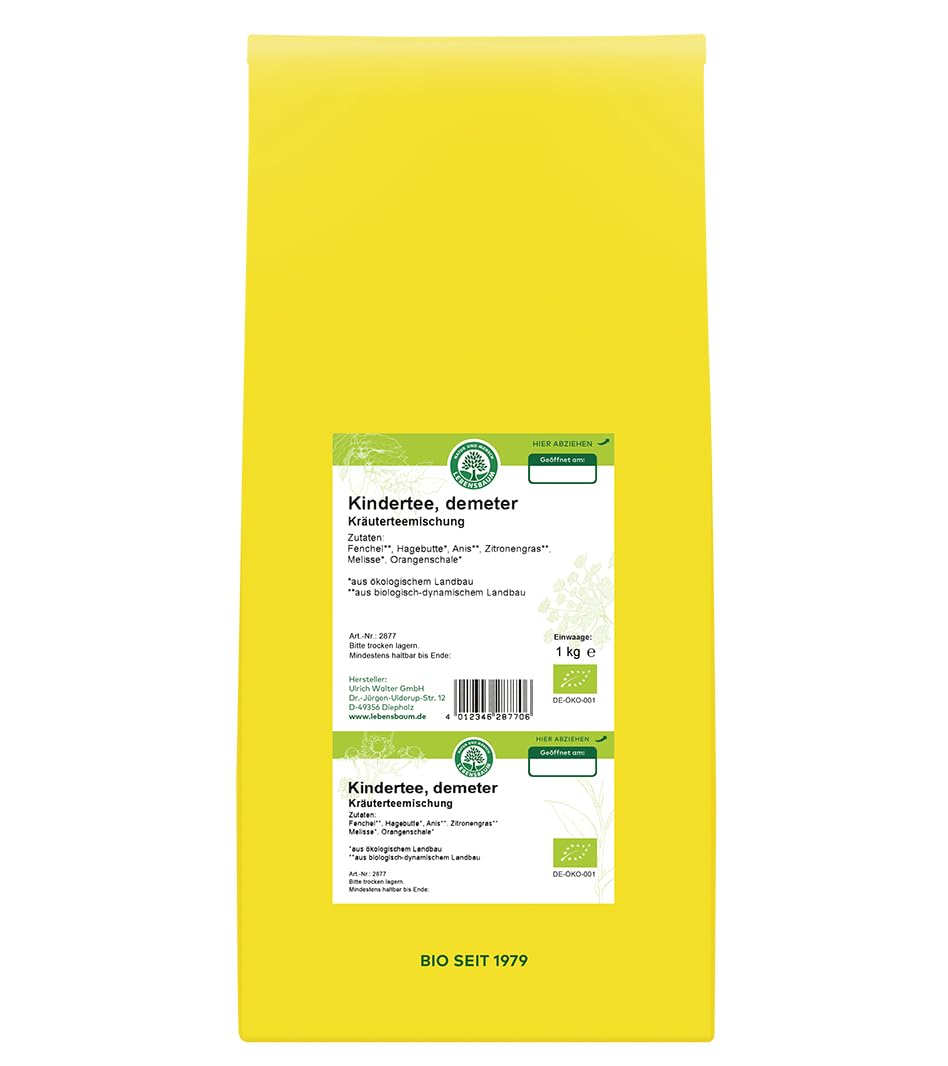 LEBENSBAUM Bio Kinder Kräutertee, Kräuterteemischung lose, Bio Tee mit Melisse, Pfefferminze, Fenchel, Anis & Hagebutte, ausgewogen aromatisch, 1 kg